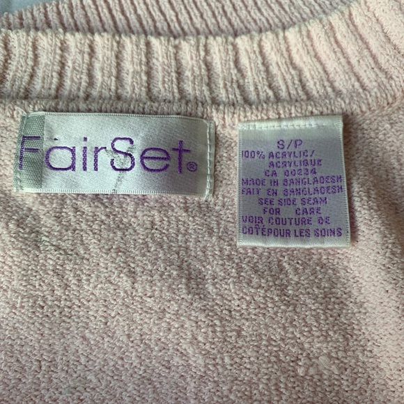 Vintage FairSet Light Pastel Pink Button Up Knit Cardigan Sweater Size S - Picture 3 of 3
